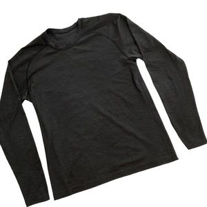 Lululemon Men's Black Heathered Metal Vent Tech Long Sleeve Shirt - Size Medium